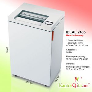 Mesin Penghancur Kertas Paper Shredder IDEAL 2465 SC - Strip Cut - AtkQita 1 Mesin Penghancur Kertas Paper Shredder IDEAL 2465 SC - Strip Cut - AtkQita