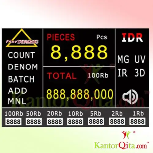 Mesin Hitung Deteksi Uang Palsu PRIME DYNAMIC 996 Layar Display