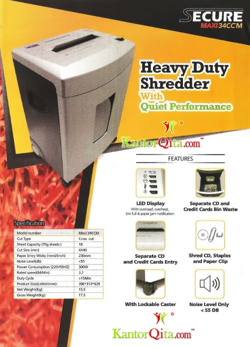 Mesin Penghancur Kertas Paper Shredder Secure Maxi 34 CCM Cross Cut