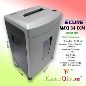 Mesin Penghancur Kertas Paper Shredder Secure Maxi 34 CCM Cross Cit